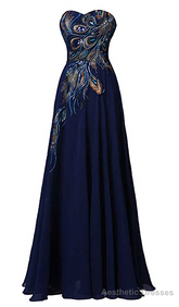 Womens A-line Embroidery Evening Dresses